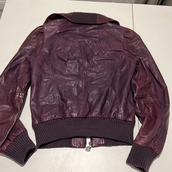 Guess Purple Leather Boho Moto Biker Bomber Jacket Small - Picture 5 of 9